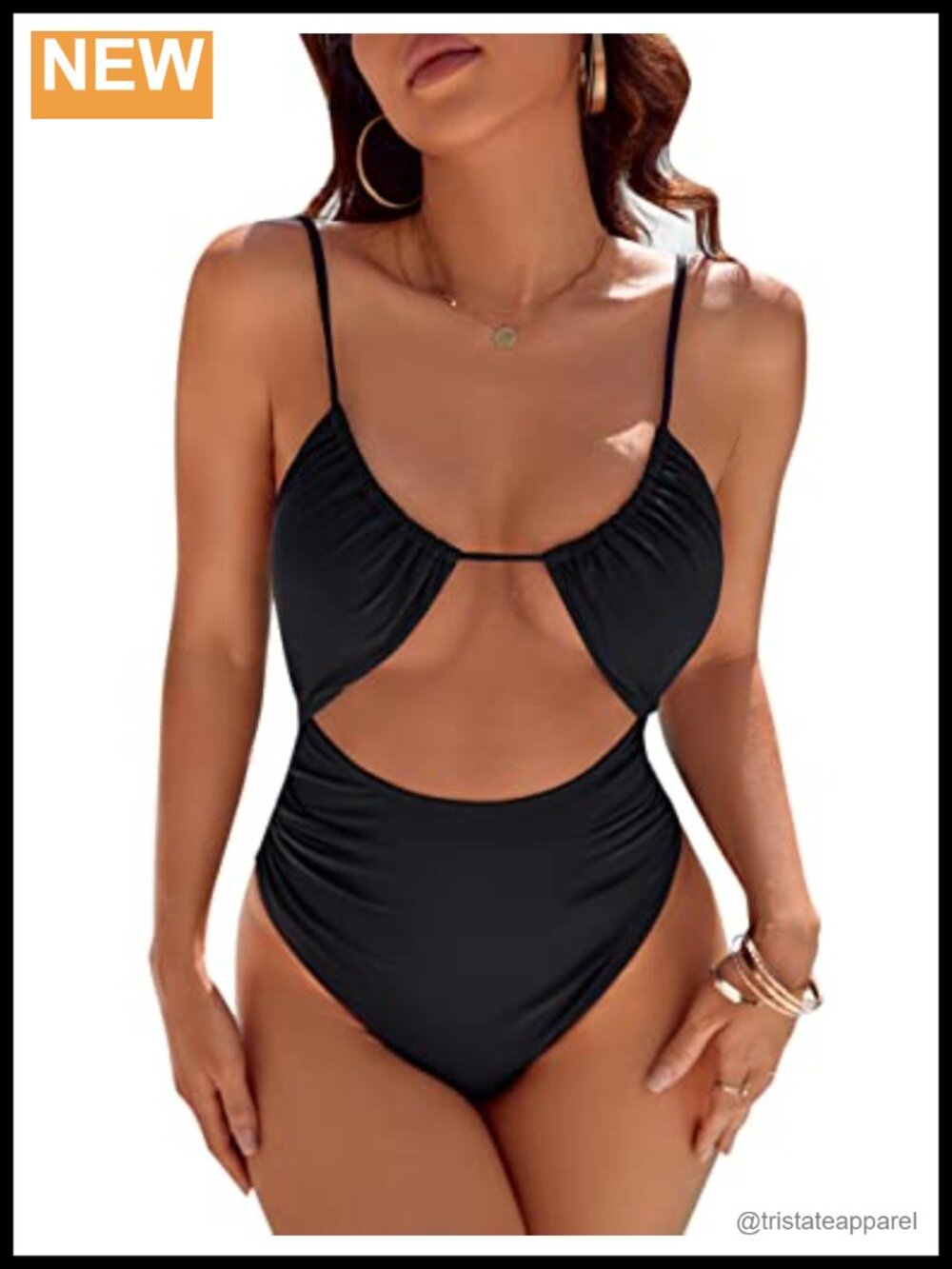 One Piece Swimsuit Cutout Slimming Bathing Suit High Leg Cheeky